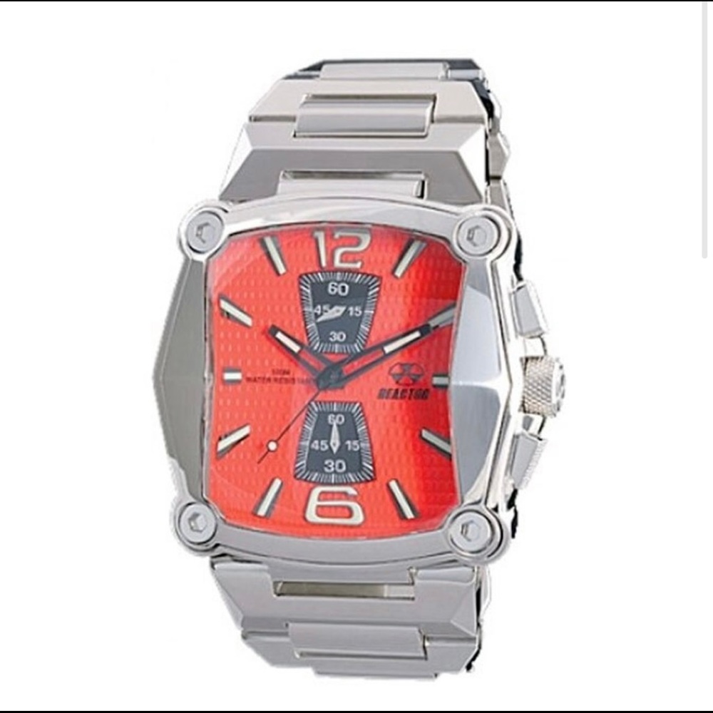 Reactor men’s stainless/ red face Nucleus 57011 watch. NEWIN BOX- RARE 2014